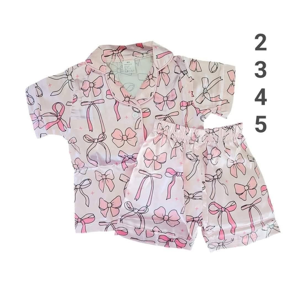 Kids Pajamas with Bow Print